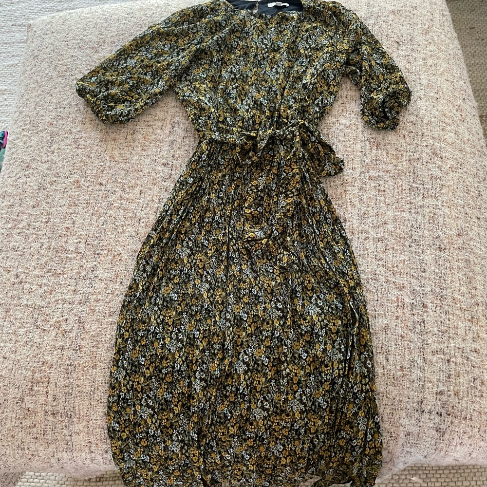 Baltic Born Black and Yellow Floral Long Sleeve Dress